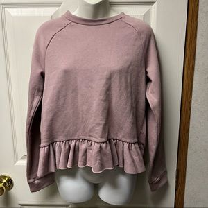 H&M size XS mauve l/s sweater blouse with peplum design